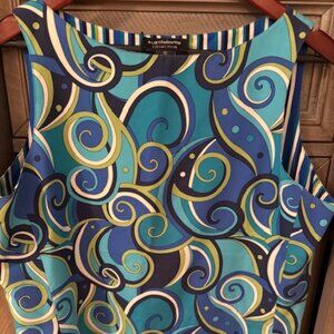 Liz Claiborne Collection - Reversible Contemporary Print Blue/Green - Size Large